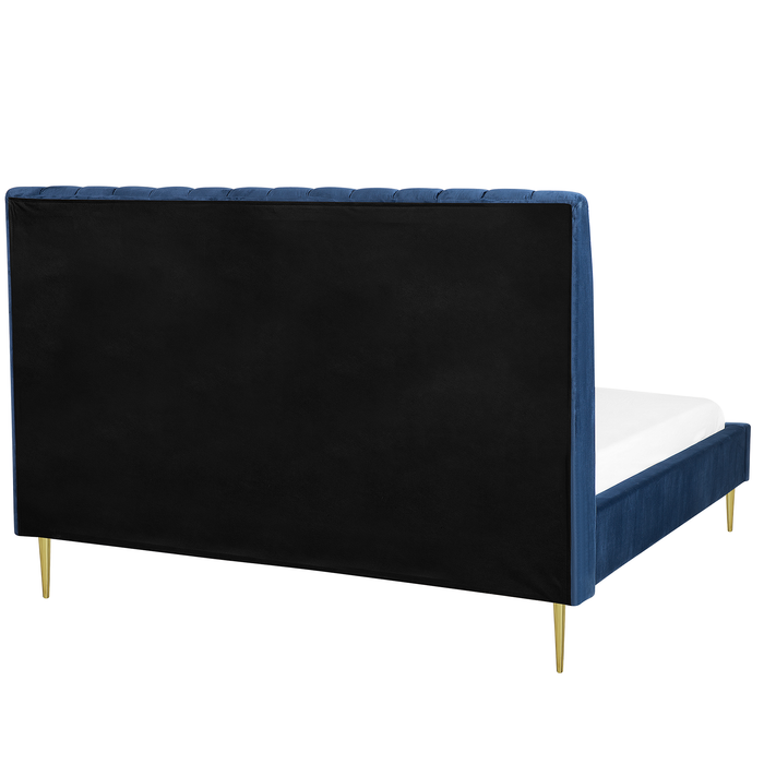 Beliani - MARVILLE - Tweepersoonsbed - Blauw - 160 x 200 cm - Fluweel