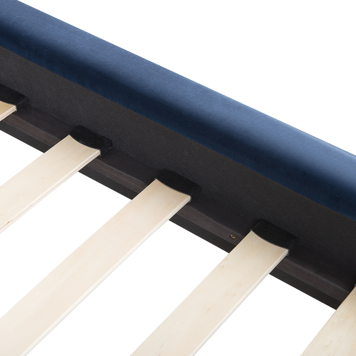 Beliani - MARVILLE - Tweepersoonsbed - Blauw - 160 x 200 cm - Fluweel