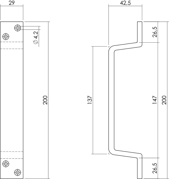 Intersteel Deurgreep 200 x 29 mm mat zwart
