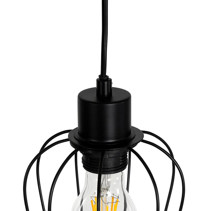 QAZQA Landelijke vloerlamp zwart met hout 2-lichts - Stronk