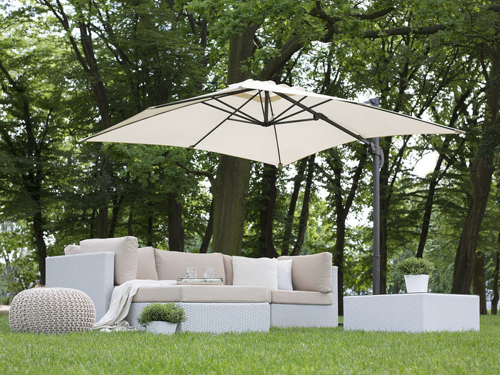 Beliani - MONZA - Zweefparasol - Beige|Donkergrijs - Polyester