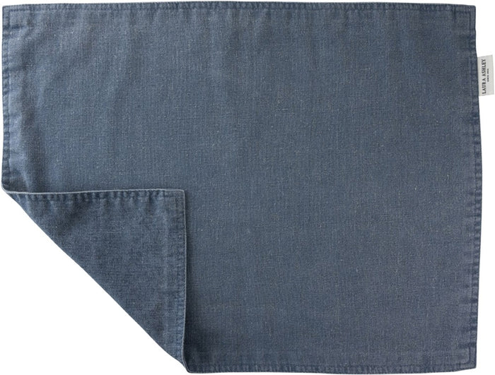 Laura Ashley Placemat Blauw dubbelzijdig Uni|Wild Clematis 48x35cm
