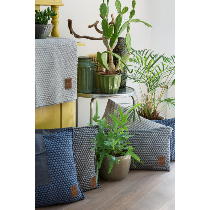 Knit Factory Juul Sierkussen - Antraciet|Licht Grijs - 60x40 cm