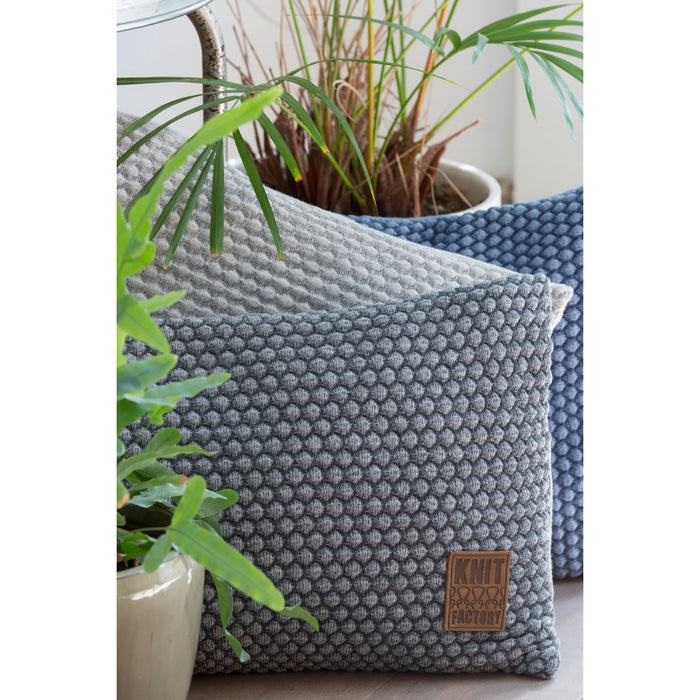 Knit Factory Juul Sierkussen - Antraciet|Licht Grijs - 60x40 cm
