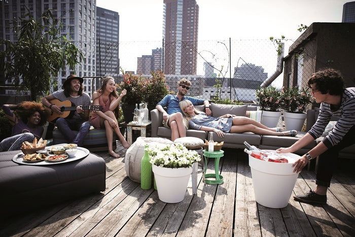 elho Loft Urban Round Bloempot 50 cm met Wielen