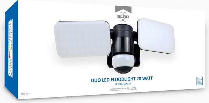 ELRO LF70 Duo LED Buitenlamp met Sensor - 2x10W - 1200LM - Zwart