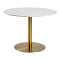by fonQ Marble Eettafel Marmer - Ø 105 cm - Wit/Goud
