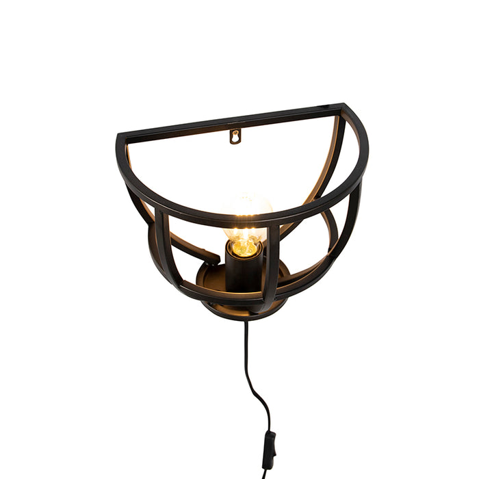 QAZQA Arthur Industriële wandlamp zwart