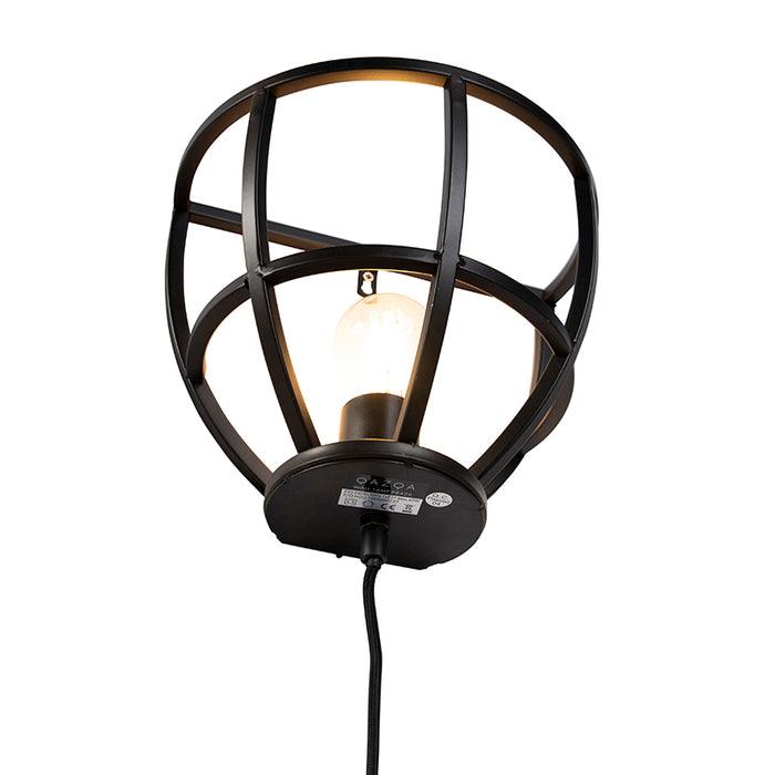 QAZQA Arthur Industriële wandlamp zwart