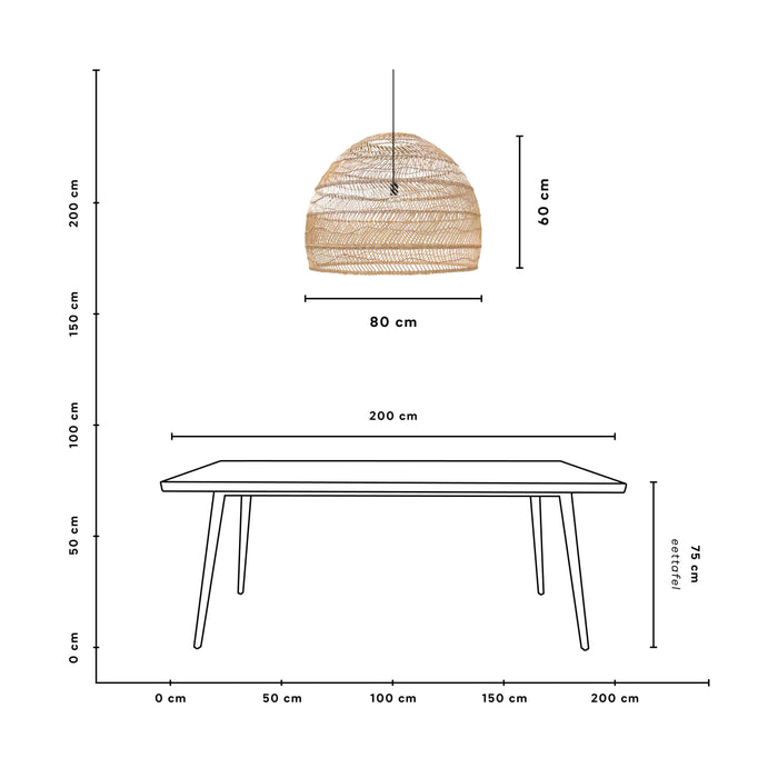 HKliving Wicker Rieten Hanglamp L