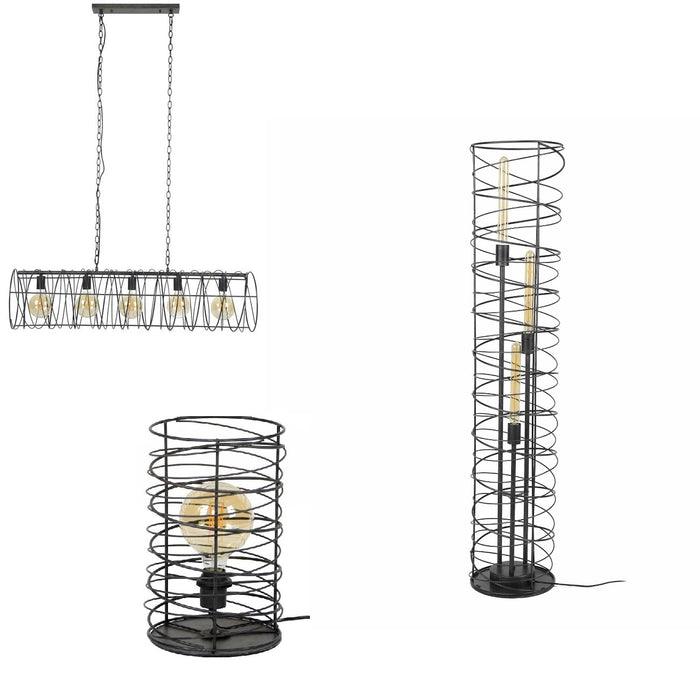 LT-Luce Vloerlamp Spiraal Cilinder Charoal 140cm