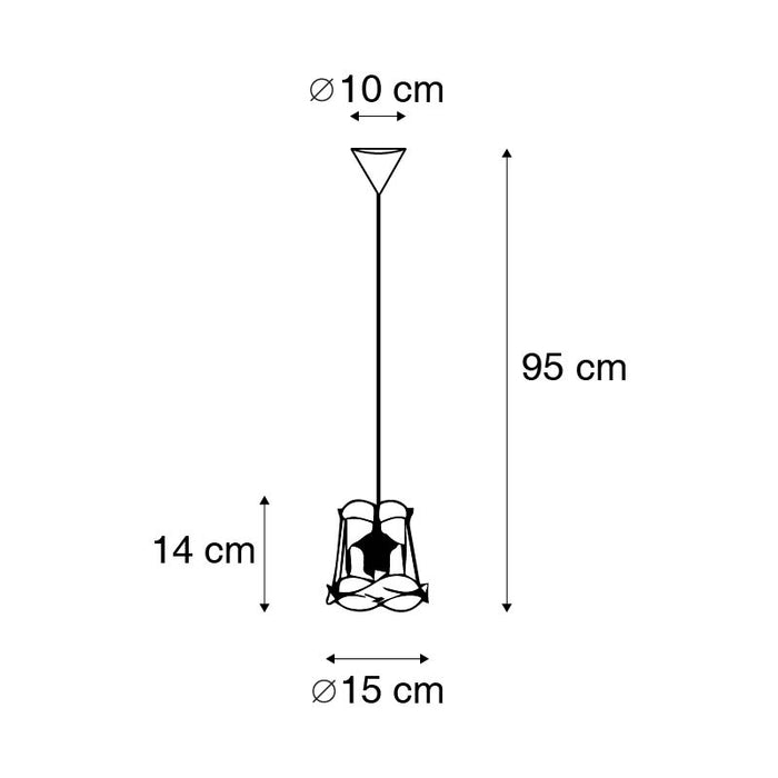 QAZQA Retro hanglamp zwart 15 cm - Granny Frame