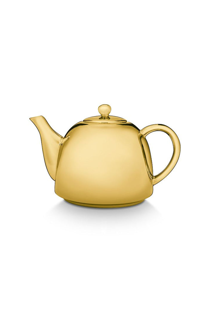 vtwonen Theepot en Mokken - Goud - Porselein - 1.8 Liter