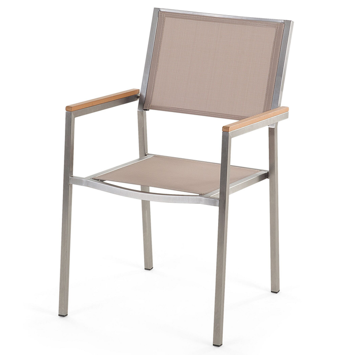 Beliani - GROSSETO - Tuinset voor 8 - Beige - RVS