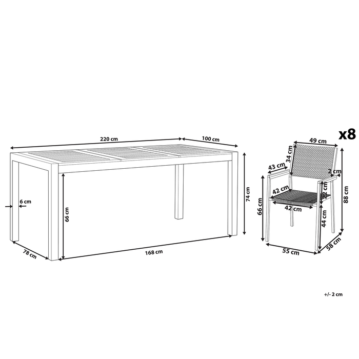 Beliani - GROSSETO - Tuinset voor 8 - Zwart - RVS