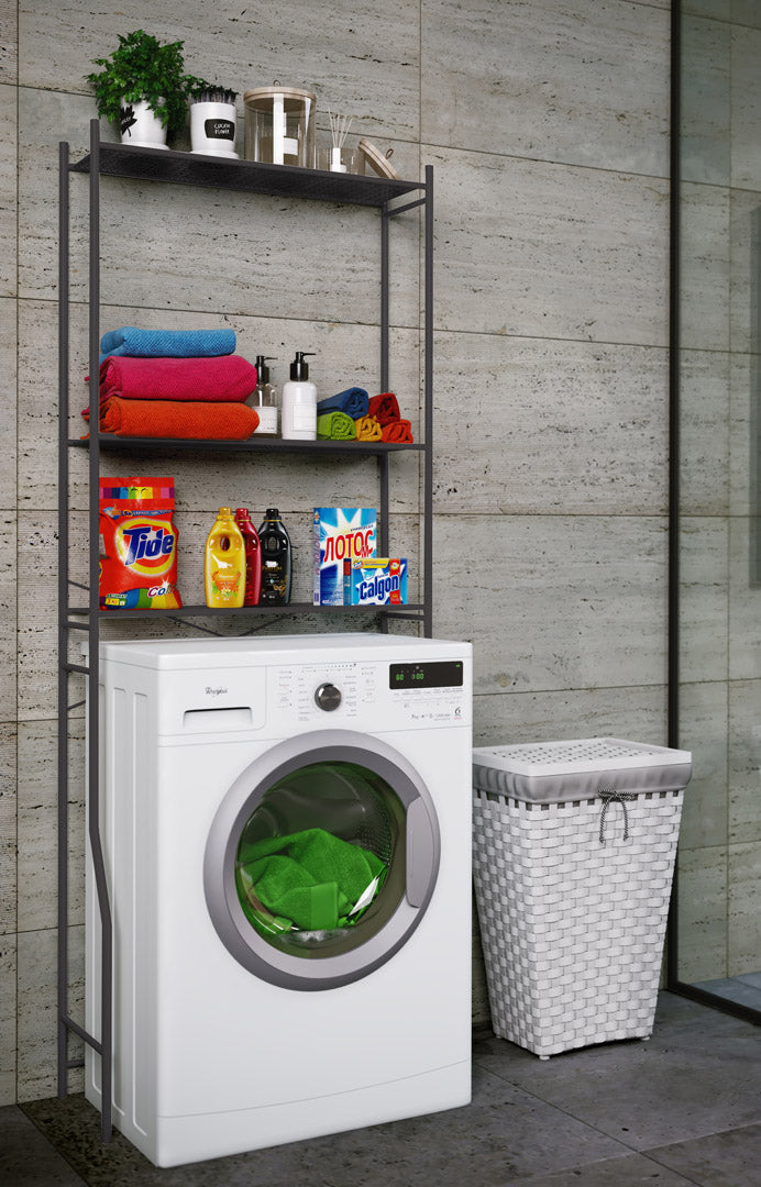 Hioshop Tubas badkamerkast voor wasmachine, voor wasmachine zwart.