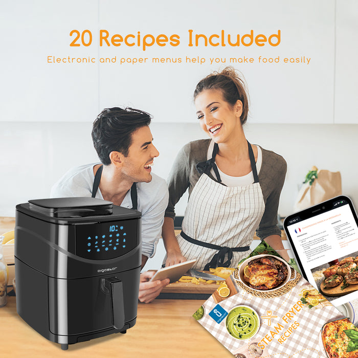 Aigostar Melodia 30XQJ-Airfryer-Heteluchtfriteuse-Stoomoven-Zwart