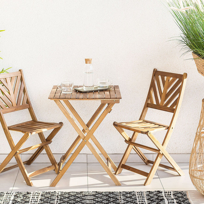 Beliani - TERNI - Bistroset voor 2 - Lichte houtkleur - Acaciahout