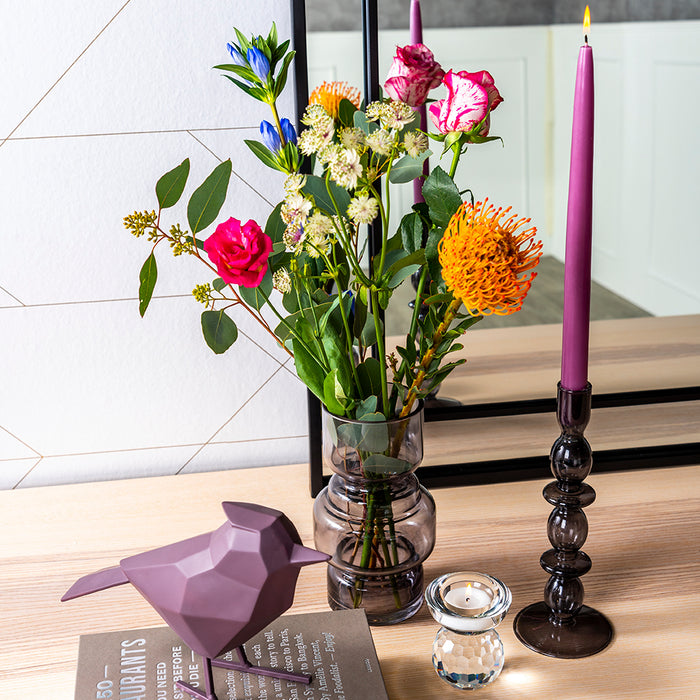 present time - Vaas Courtly - Glas Donker Grijs - Large - 14x25cm