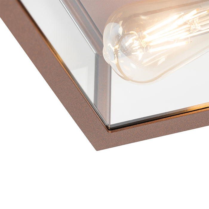 QAZQA Industriële plafondlamp roestbruin IP44  2-lichts - Charlois