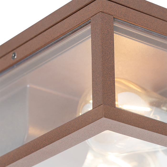 QAZQA Industriële plafondlamp roestbruin IP44  2-lichts - Charlois