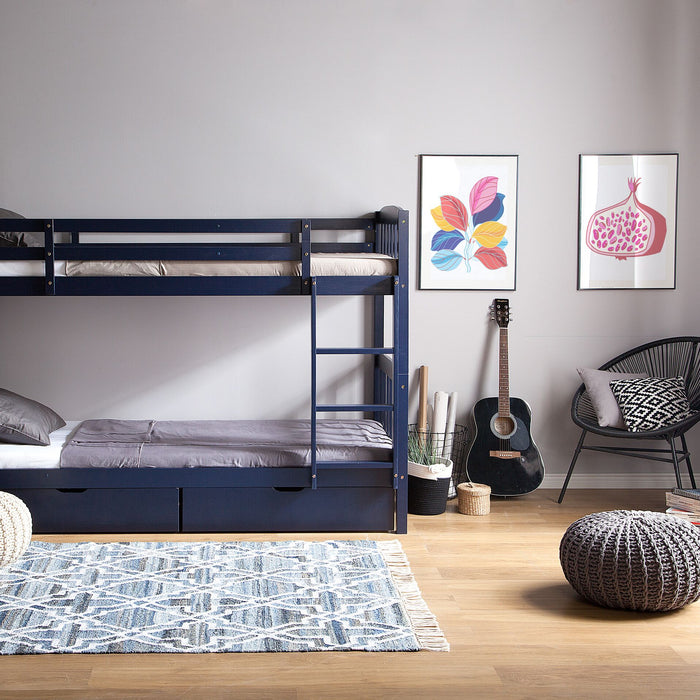 Beliani-REVIN -Stapelbed met opbergruimte-Blauw-90 x 200 cm-Dennenhout