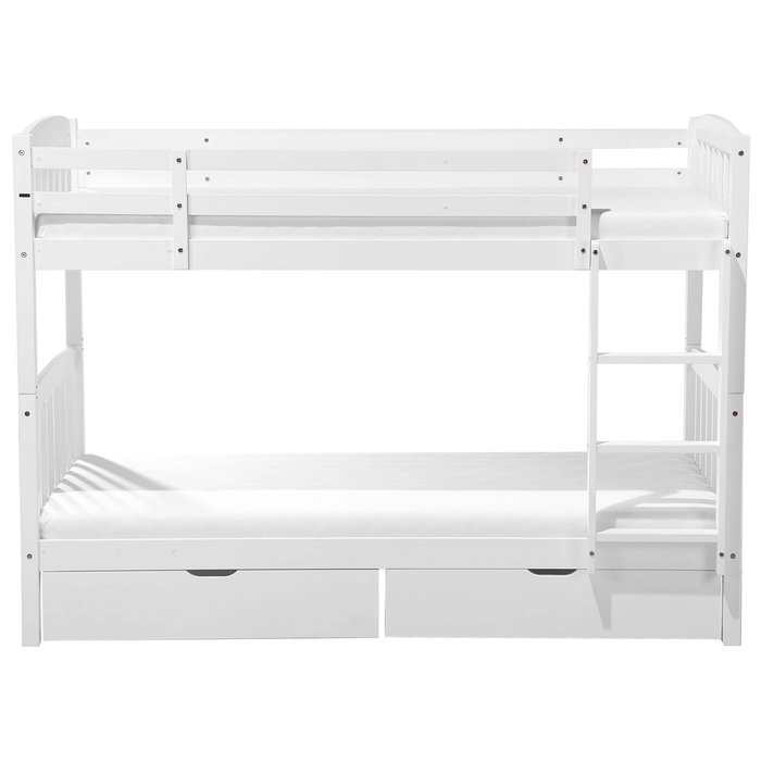 Beliani-REVIN -Stapelbed met opbergruimte-Wit-90 x 200 cm-Dennenhout