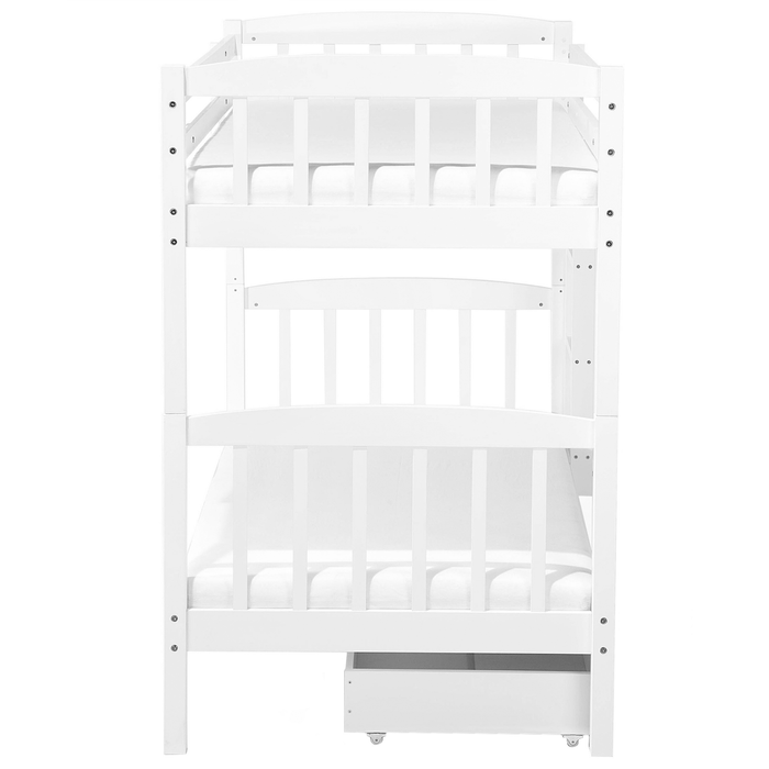 Beliani-REVIN -Stapelbed met opbergruimte-Wit-90 x 200 cm-Dennenhout