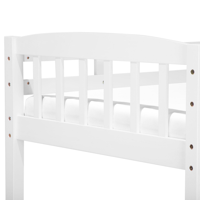 Beliani-REVIN -Stapelbed met opbergruimte-Wit-90 x 200 cm-Dennenhout