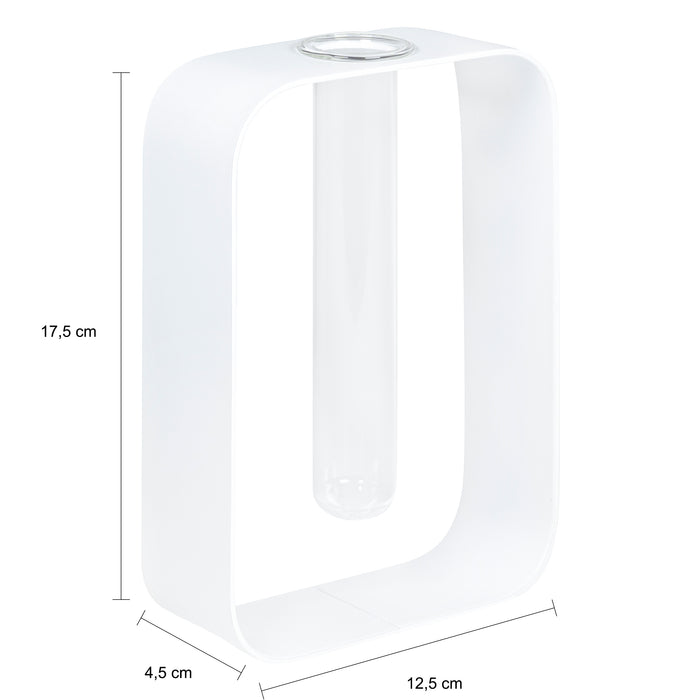 QUVIO Rechthoekig metalen frame met vaasje - Wit