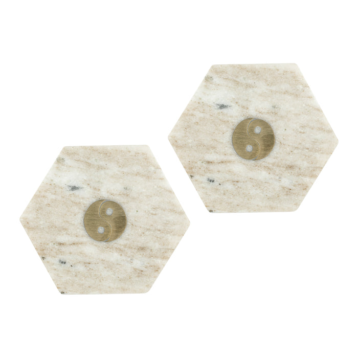 Á la Marble Yin Yang Onderzetters - Set van 2