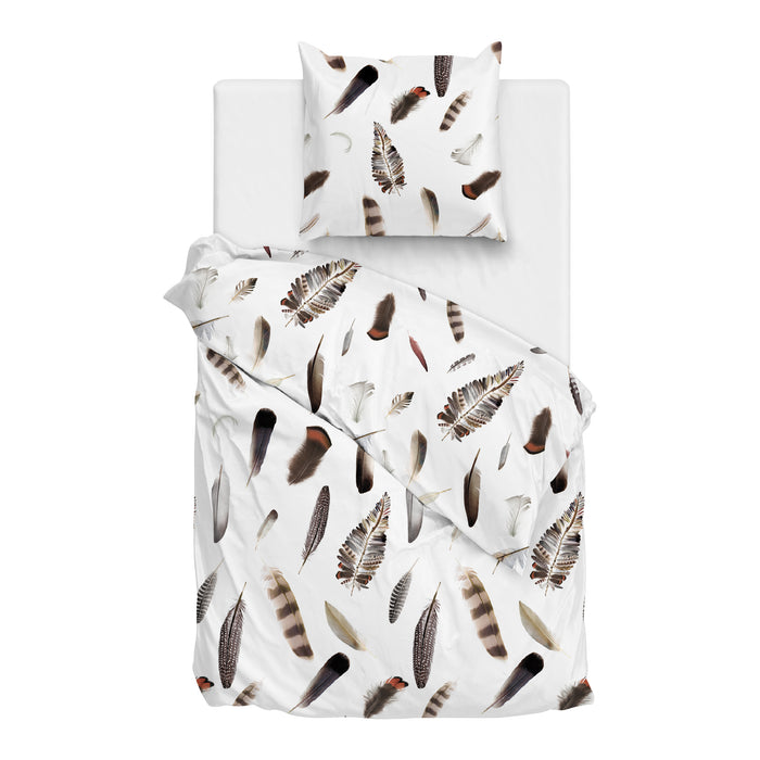 Zo! Home Chester Dekbedovertrek 140 x 200TC/220 cm - Wit/Bruin