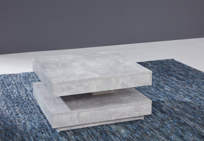 Hioshop Erano salontafel draaibaar tafelblad en 1 plank beton decor