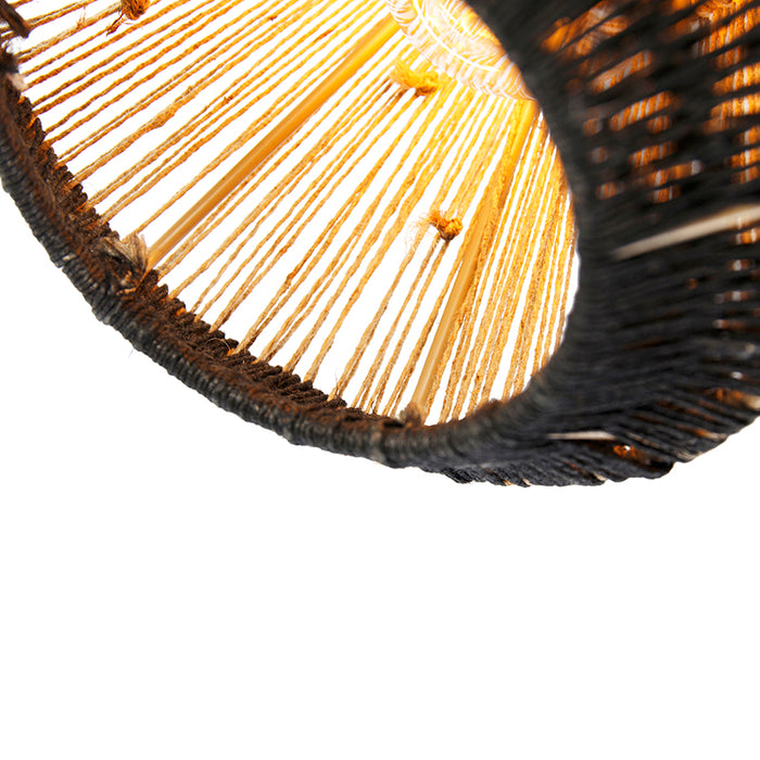 QAZQA Landelijke plafondlamp zwart met touw 19 cm - Jenthe