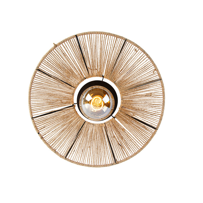 QAZQA Landelijke plafondlamp zwart met touw - Sacha