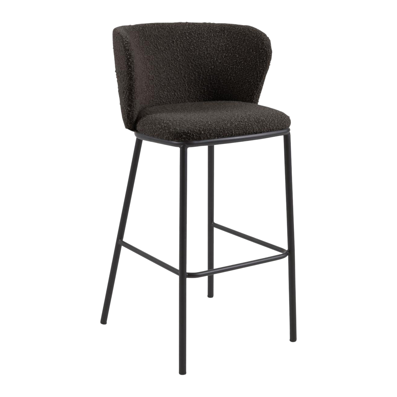 Kave Home Ciselia Barkruk - H 75 cm - Zwart / Zwart