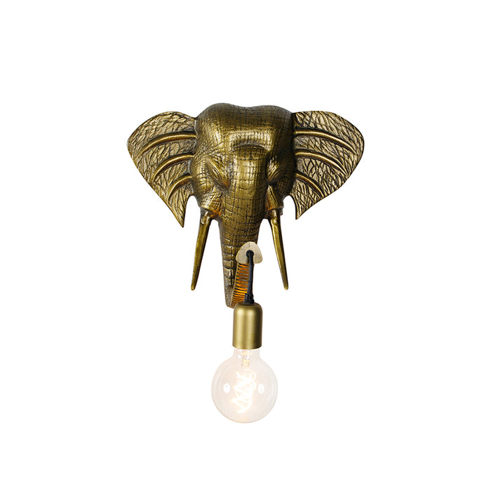 QAZQA Vintage wandlamp goud - Animal Elefant