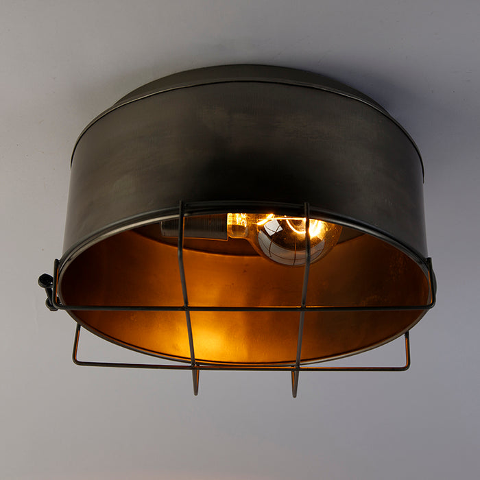 QAZQA Plafondlamp barril - Grijs - Industrieel - D 35cm