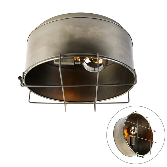 QAZQA Plafondlamp barril - Grijs - Industrieel - D 35cm