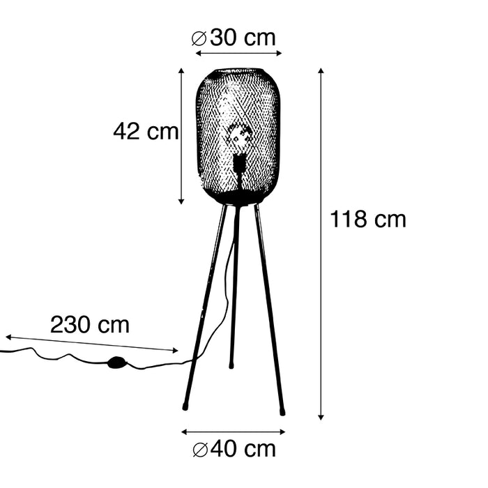QAZQA Vloerlamp waya - Goud|messing - Modern - D 40cm