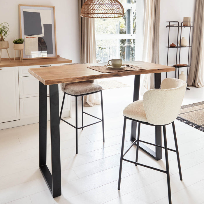 Kave Home Ciselia Barkruk - H 75 cm - Wit / Zwart