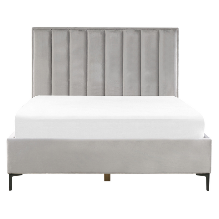 Beliani-SEZANNE -Bed met opbergruimte-Lichtgrijs-160 x 200 cm-Fluweel