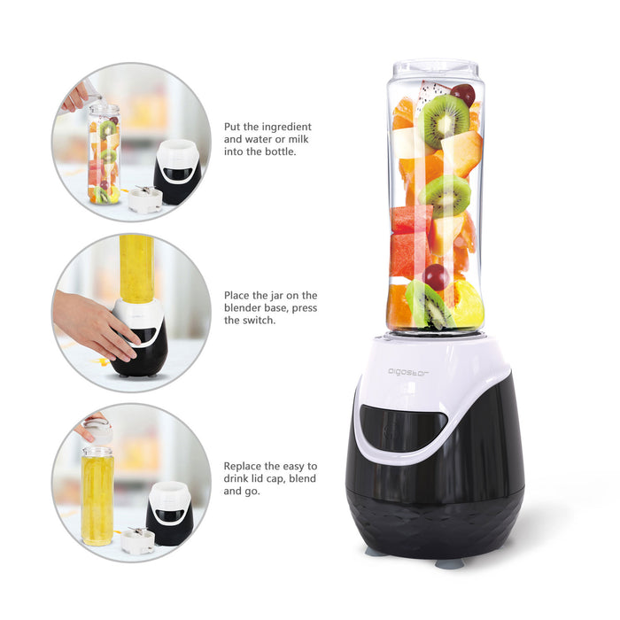 Aigostar Blackberry 30JDH - Blender to go - Zwart|Wit