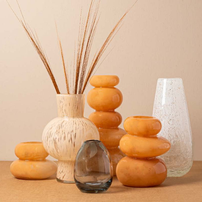 PTMD Farish Ronde Vaas - H16 x Ø12,5 cm - Glas - Grijs