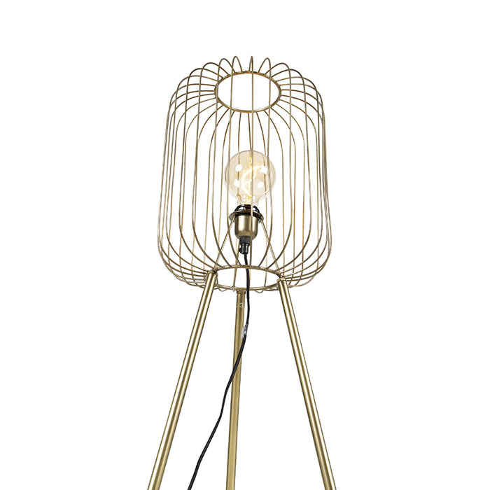 QAZQA Vloerlamp wire - Goud|messing - Modern - D 30cm