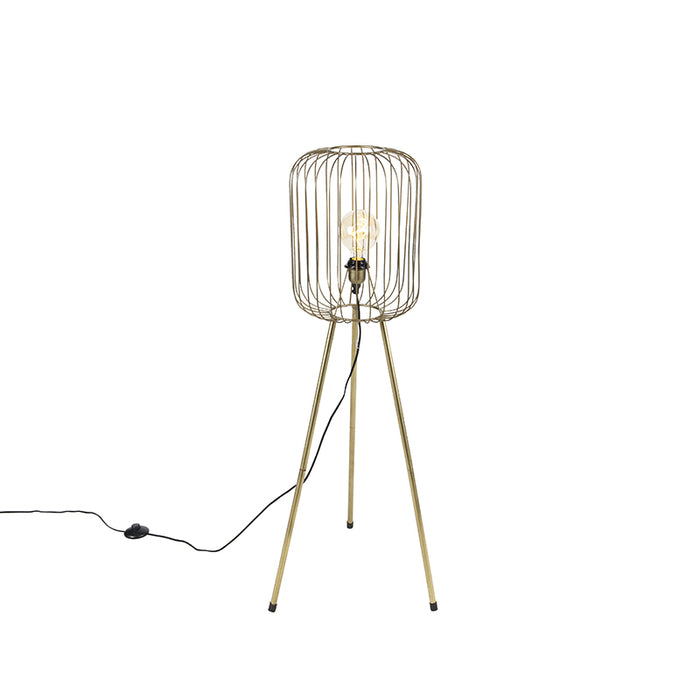QAZQA Vloerlamp wire - Goud|messing - Modern - D 30cm