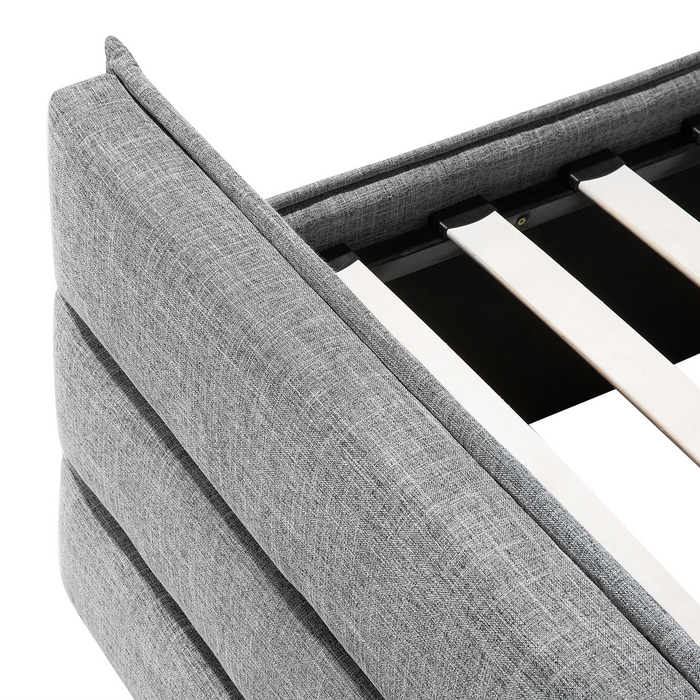 Beliani-VALBONNE -Tweepersoonsbed-Lichtgrijs-180 x 200 cm-Polyester