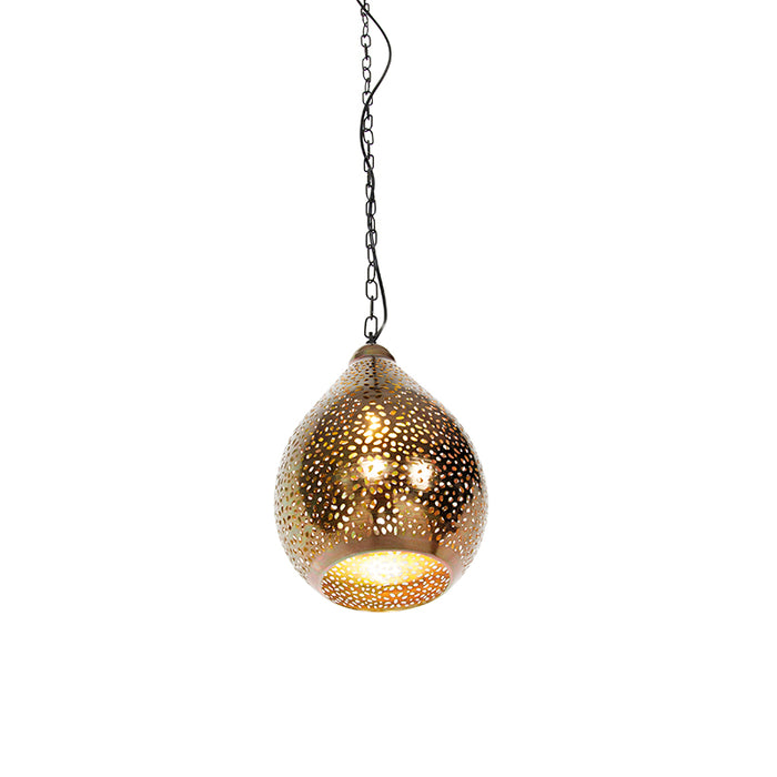 QAZQA Oosterse hanglamp zwart met koper - Maru 5
