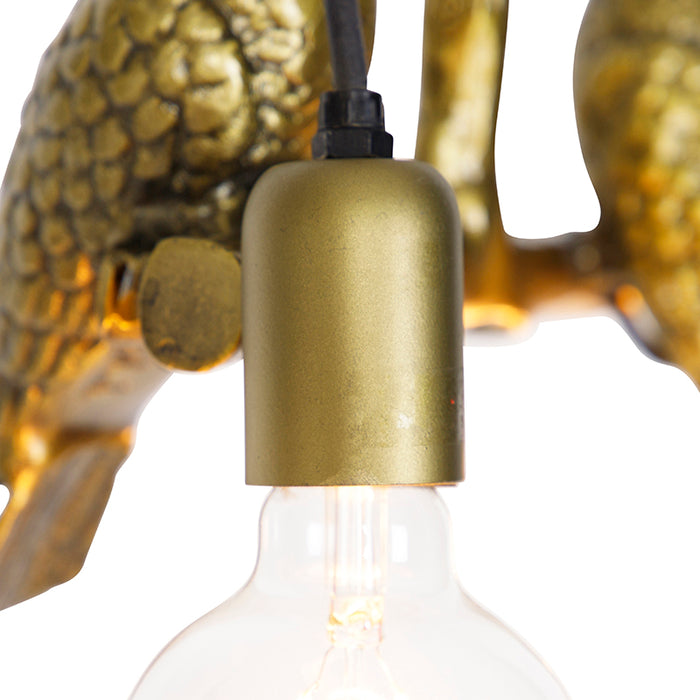 QAZQA Vintage plafondlamp messing 2-lichts - Animal Papegoje