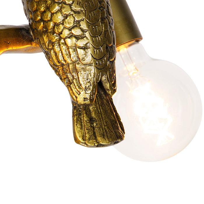 QAZQA Vintage plafondlamp messing 2-lichts - Animal Papegoje